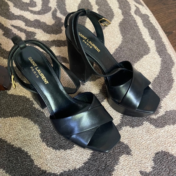 YSL LEATHER PLATFROM SANDALS SIZE 37 - Picture 4 of 10